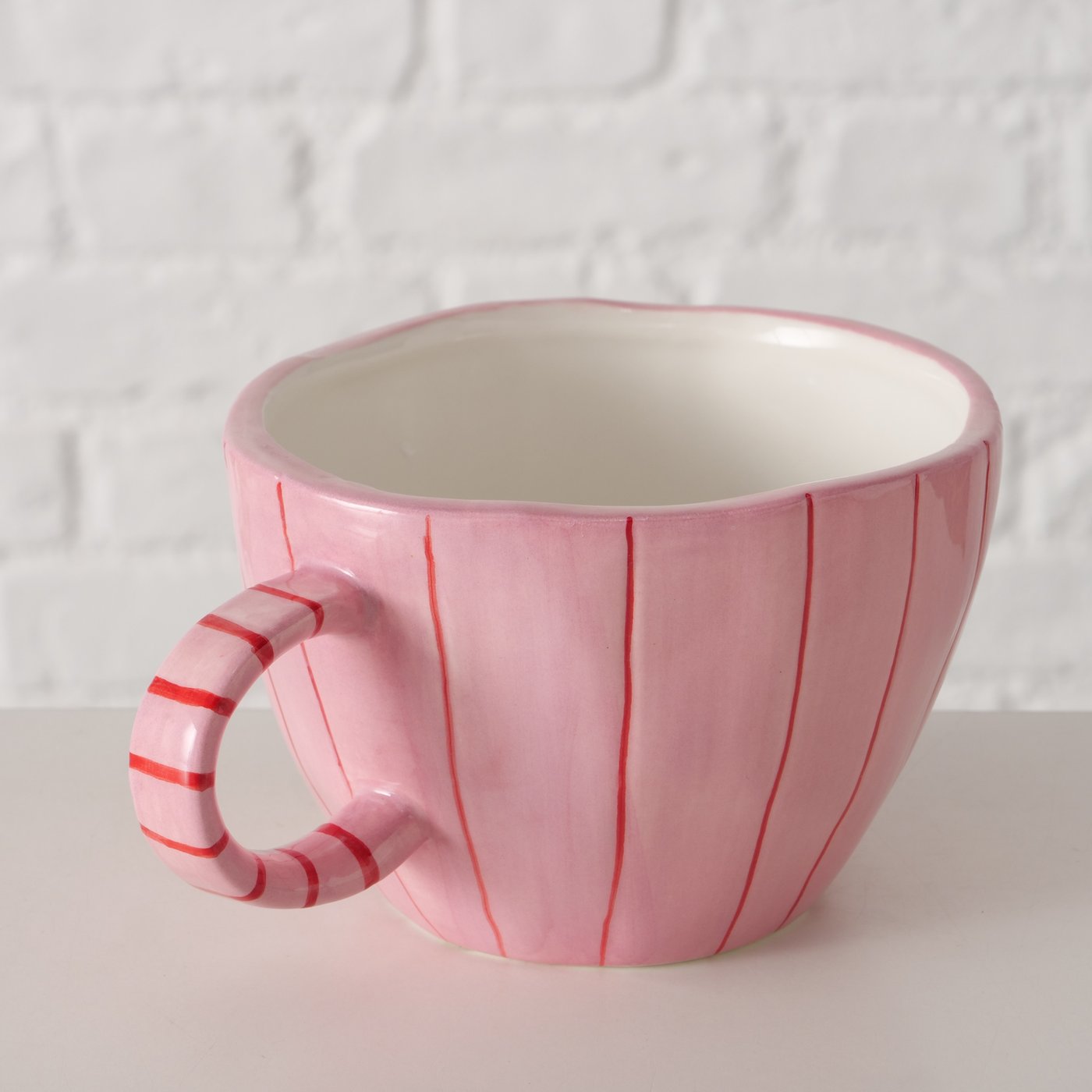 Jumbobecher Nordica | rosa rot gestreift