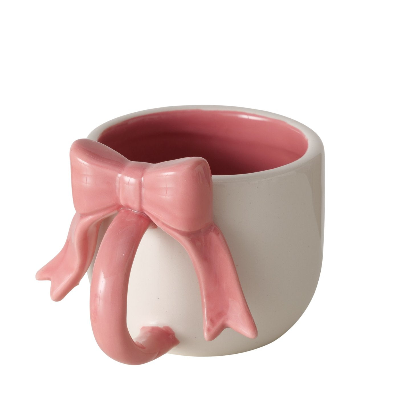 Becher Marthe aus Keramik mit zarter rosa Schleife