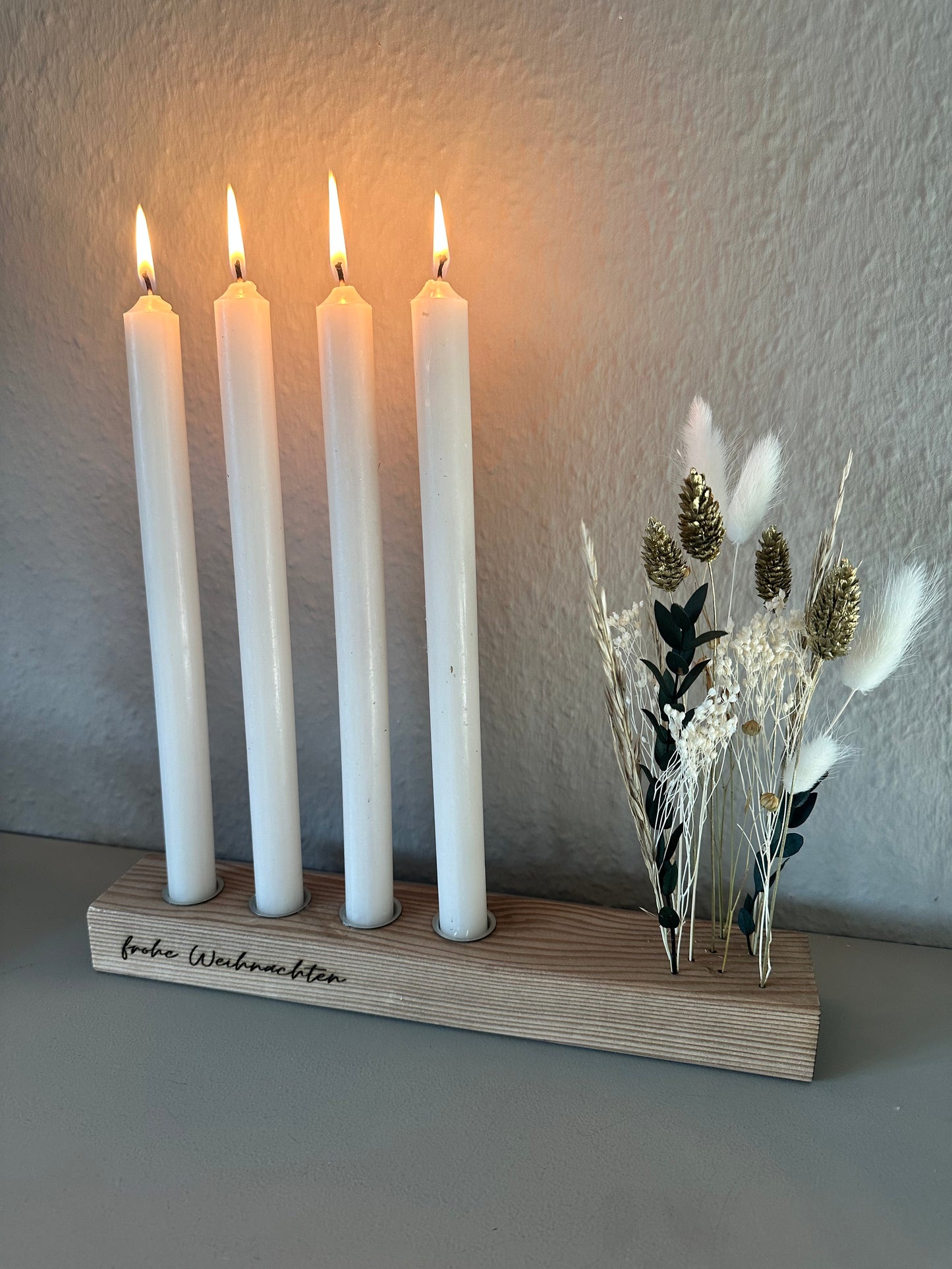 Flowergram mit Trockenblumen als Tischdeko im Advent – nachhaltige Dekoidee