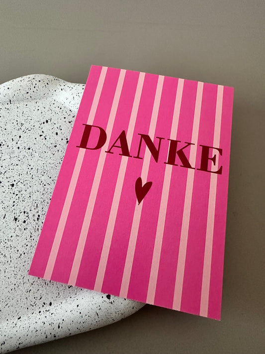 Postkarte Danke | rosa pink rot