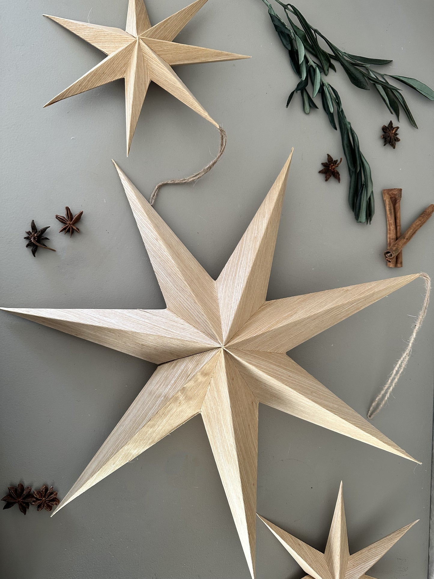 Deko Papierstern Holzoptik | 20 cm | 39 cm