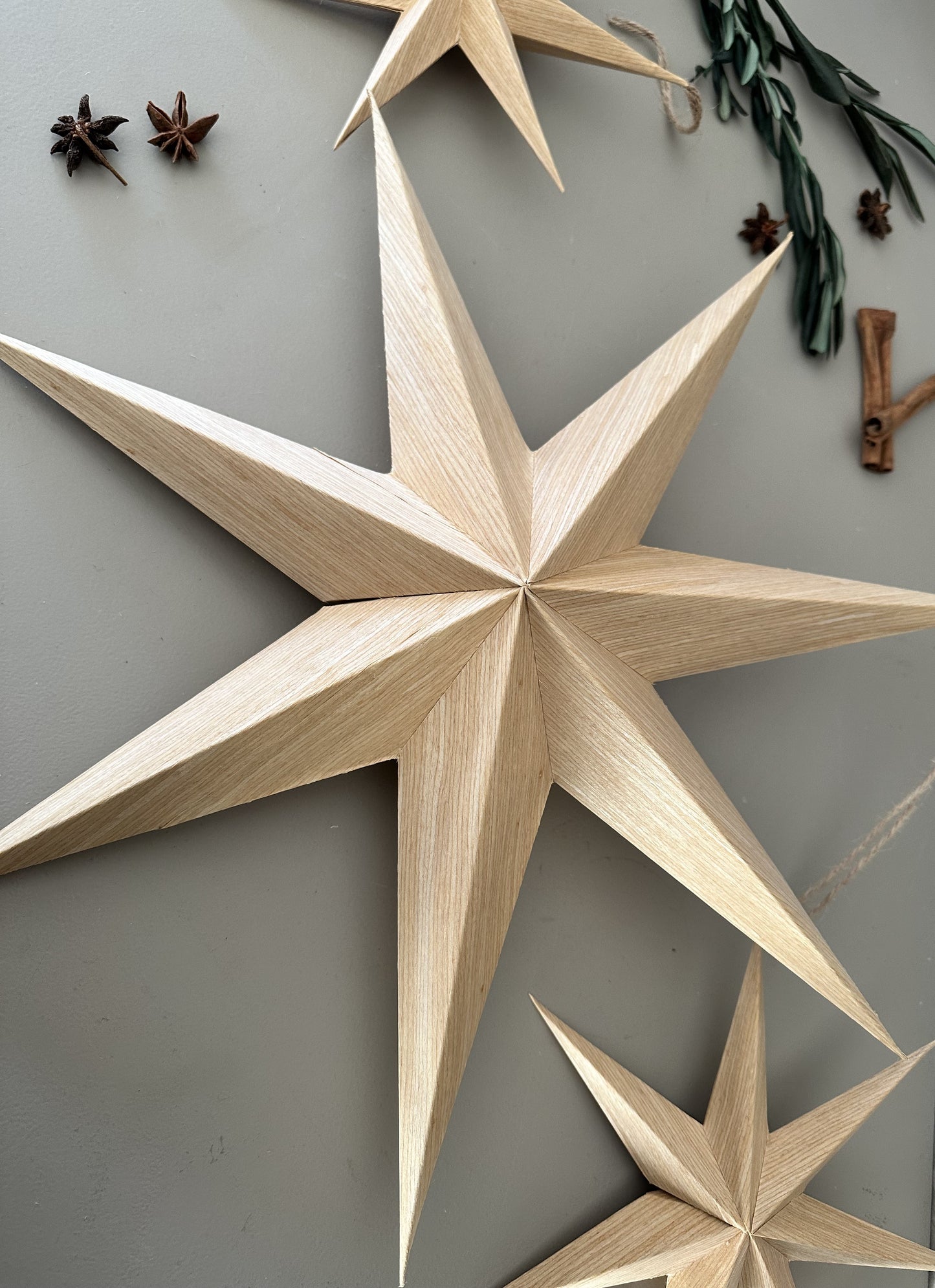 Deko Papierstern Holzoptik | 20 cm | 39 cm
