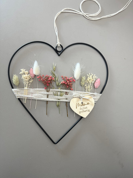 Metallherz mit Trockenblumen | Muttertagsgeschenk