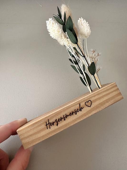 Mini Blumenleiste und Fotohalter Herzensmensch