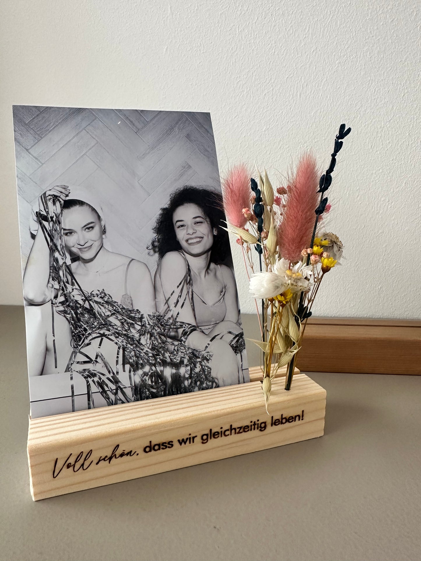 Mini Blumenleiste und Fotohalter | Voll schön, dass wir gleichzeitig leben