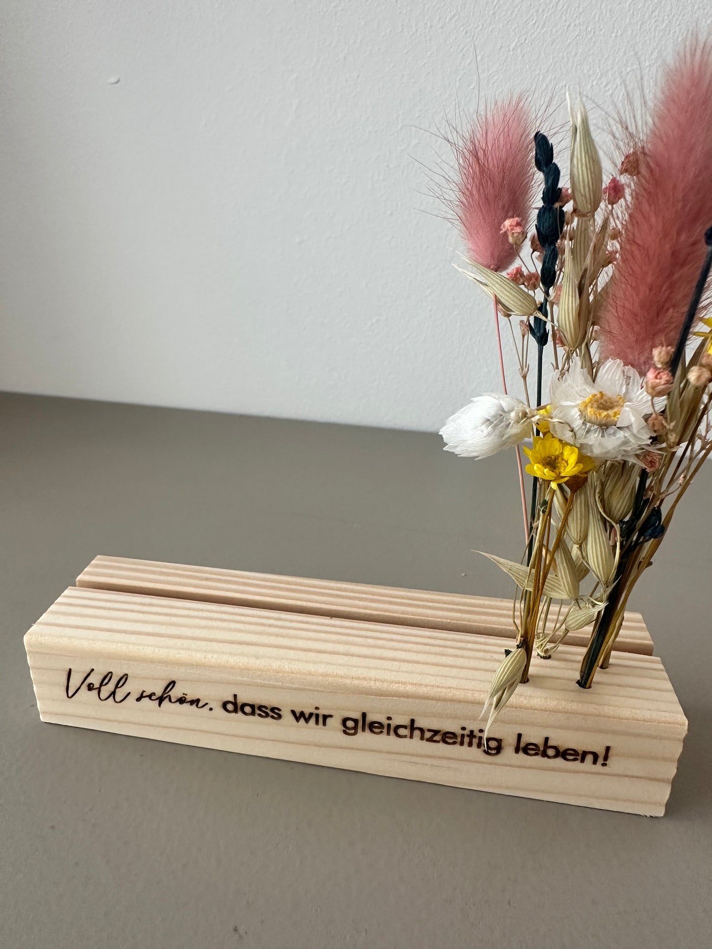 Mini Blumenleiste und Fotohalter | Voll schön, dass wir gleichzeitig leben