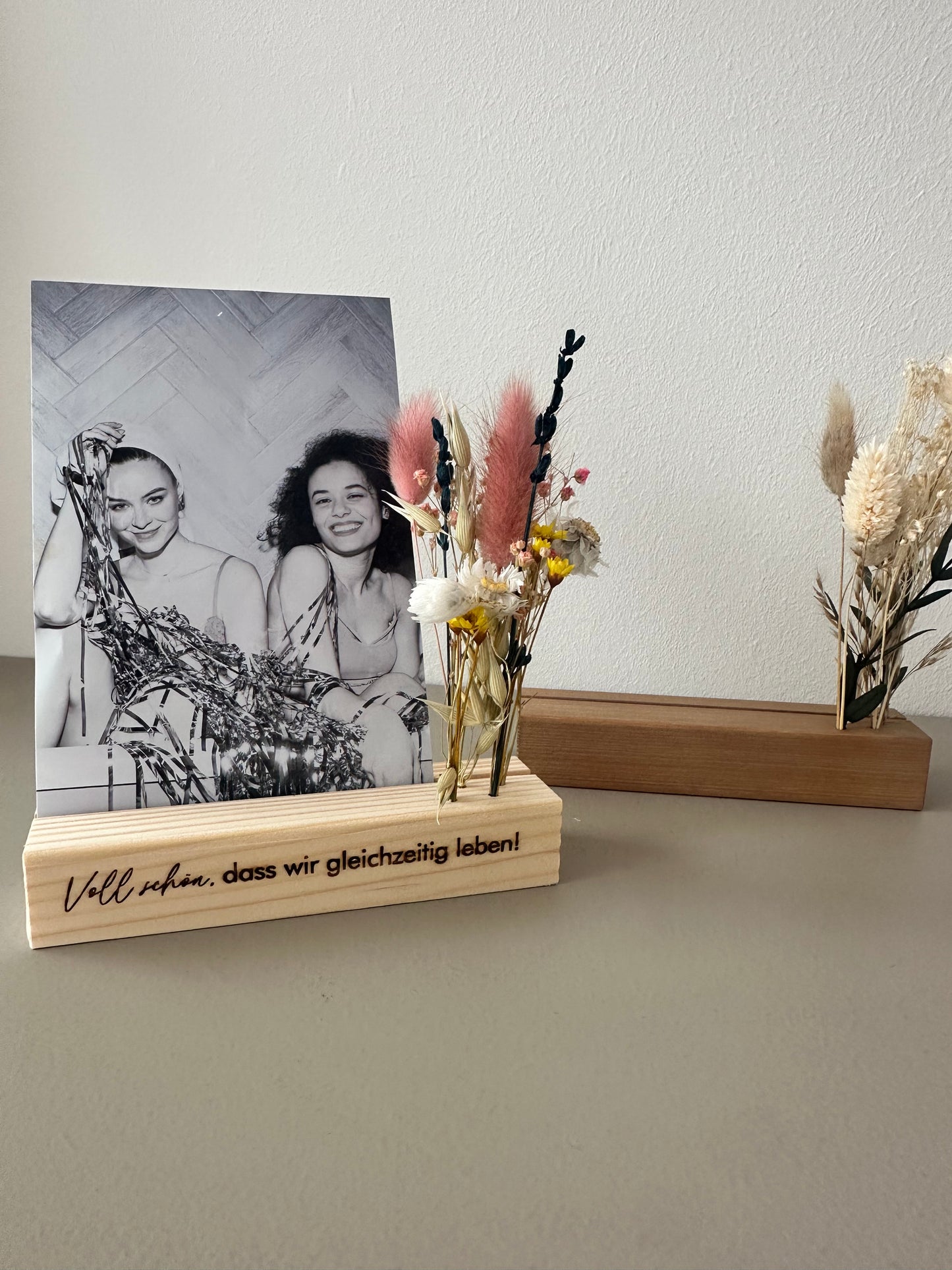 Mini Blumenleiste und Fotohalter | Voll schön, dass wir gleichzeitig leben