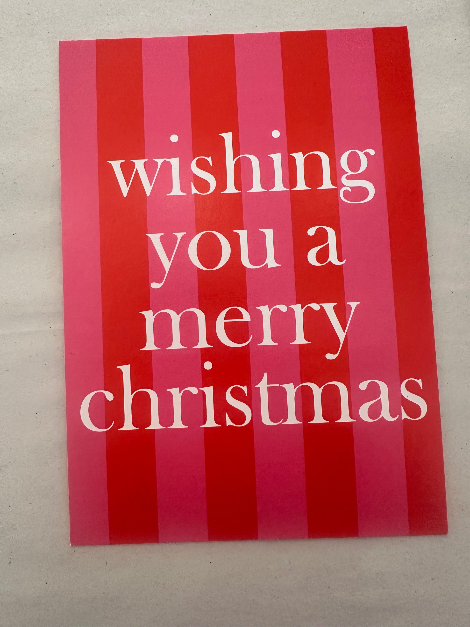 Stilvolle Weihnachtskarte für Freunde und Familie – Rot-Pink mit weißer Schrift