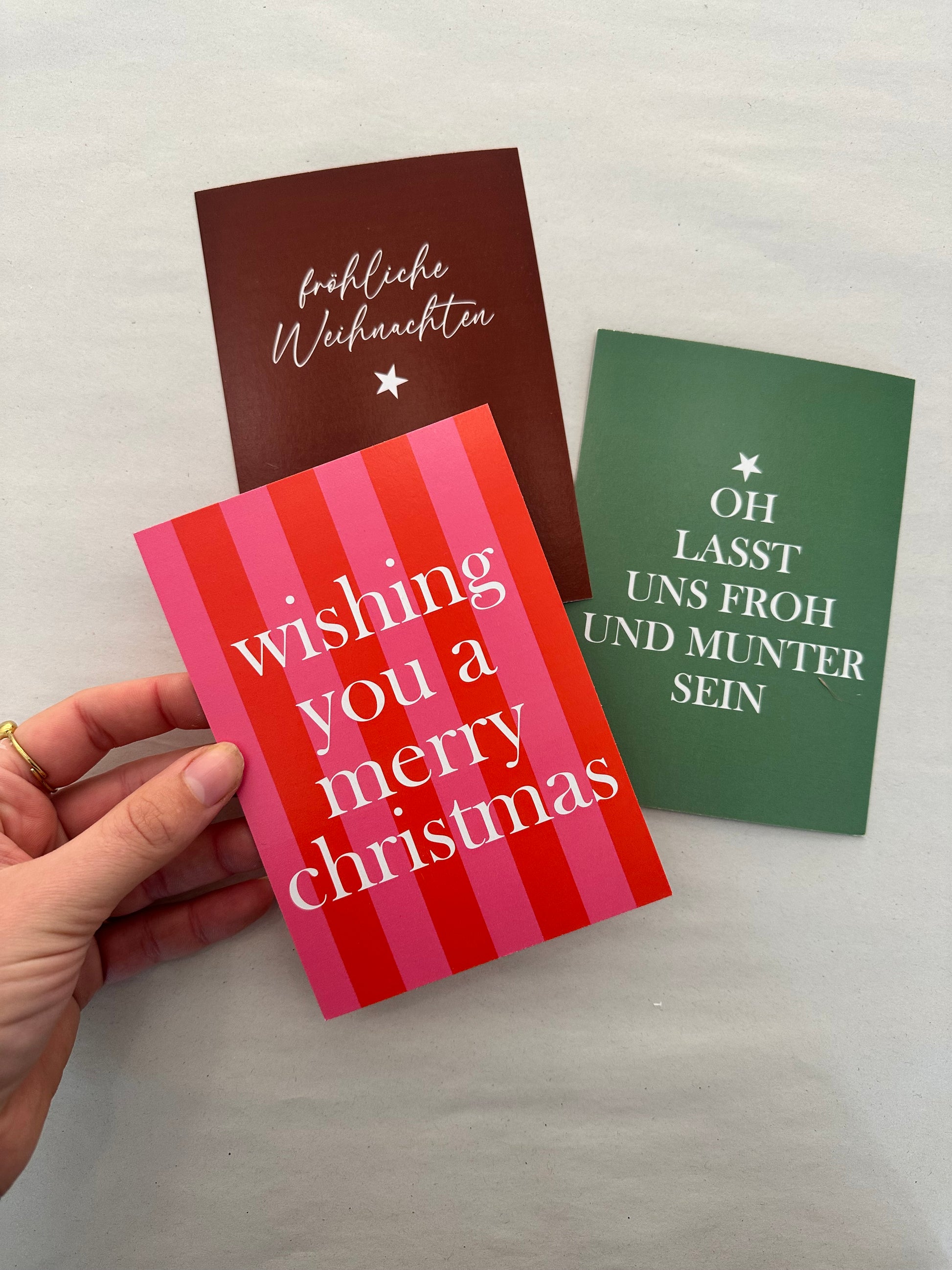 Weihnachtskarte in Rot-Pink – minimalistisch und modern von lizasliving