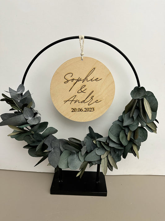 Standring gebunden mit Eukalyptus Hochzeitsgeschenk personalisiertes Geschenk