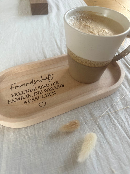 Holztablett mit Spruch über Freundschaft – liebevolles Geschenk für Freunde