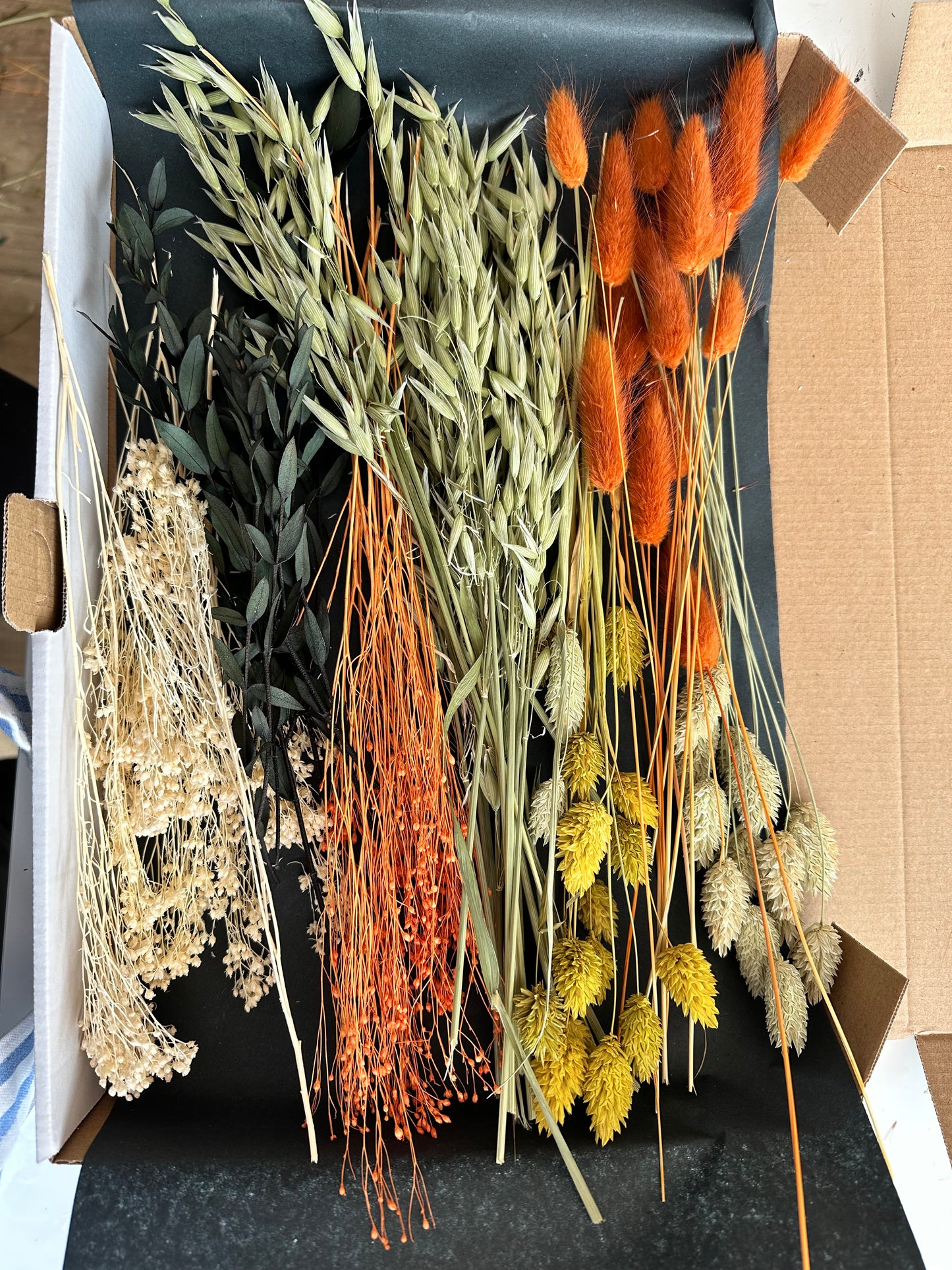 Trockenblumenbox DIY Set Herbst | orange natur gelb
