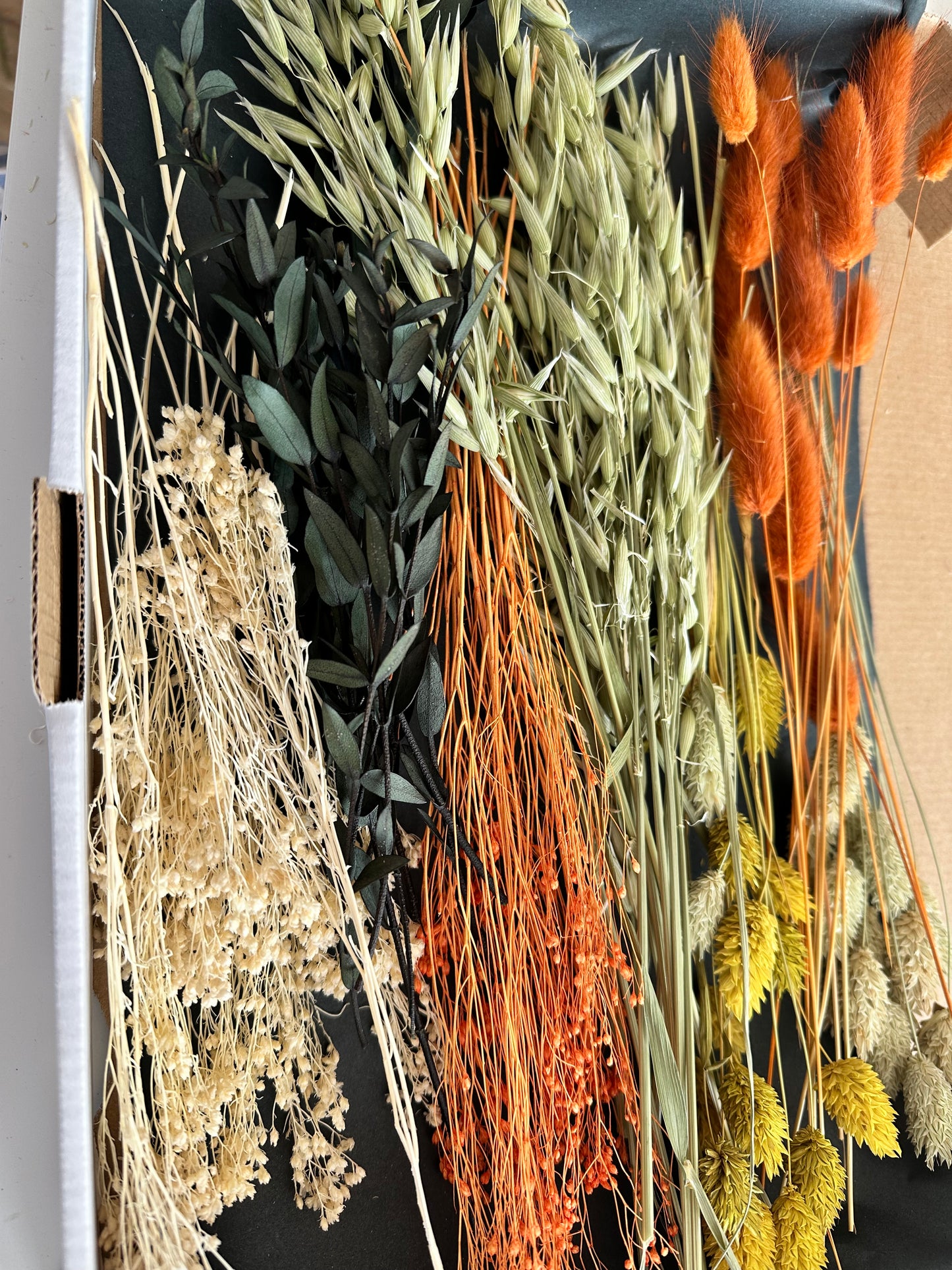 Trockenblumenbox DIY Set Herbst | orange natur gelb