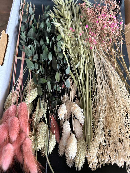 Trockenblumenbox DIY Set pink natur grün