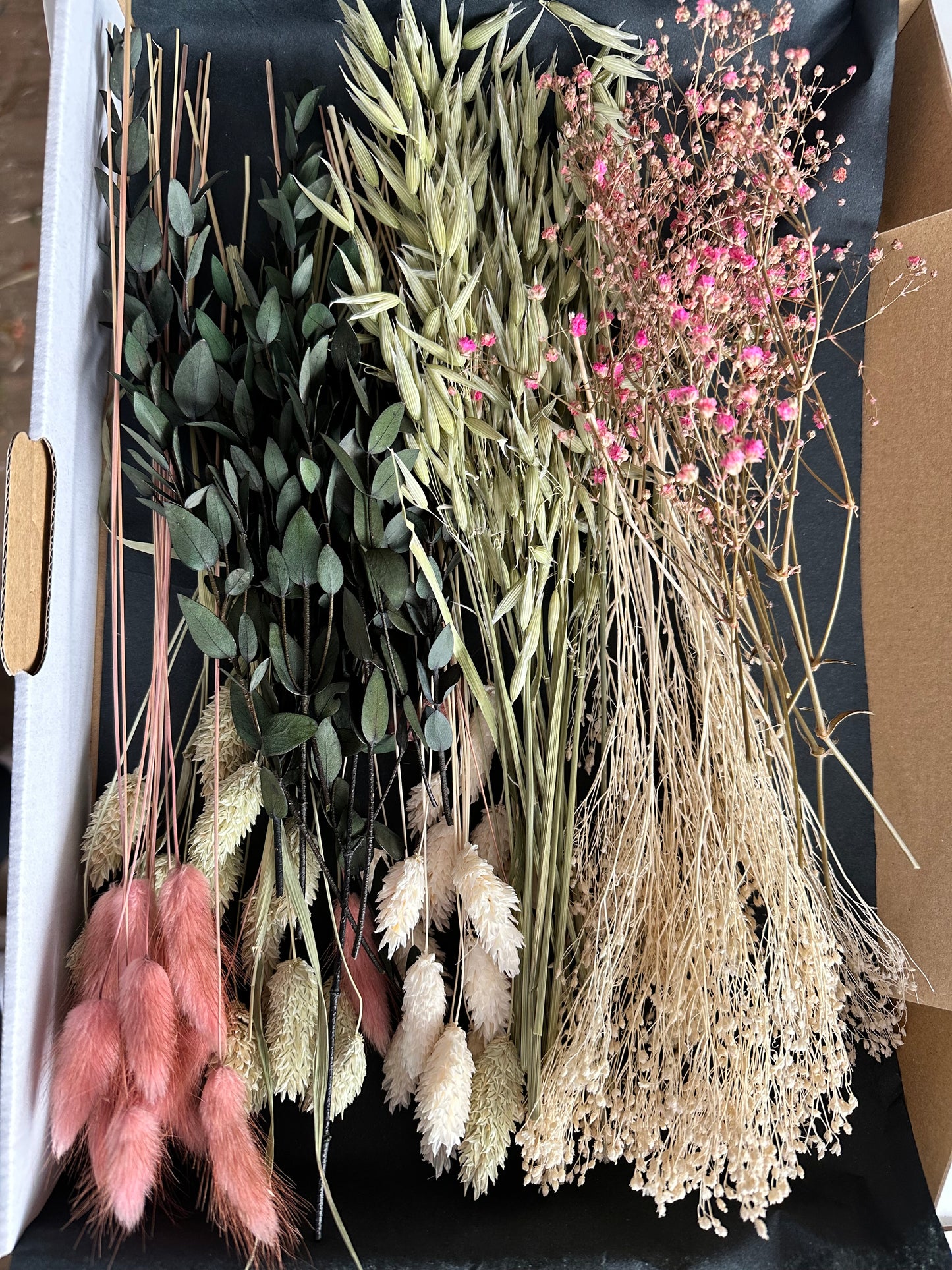 Trockenblumenbox DIY Set pink natur grün