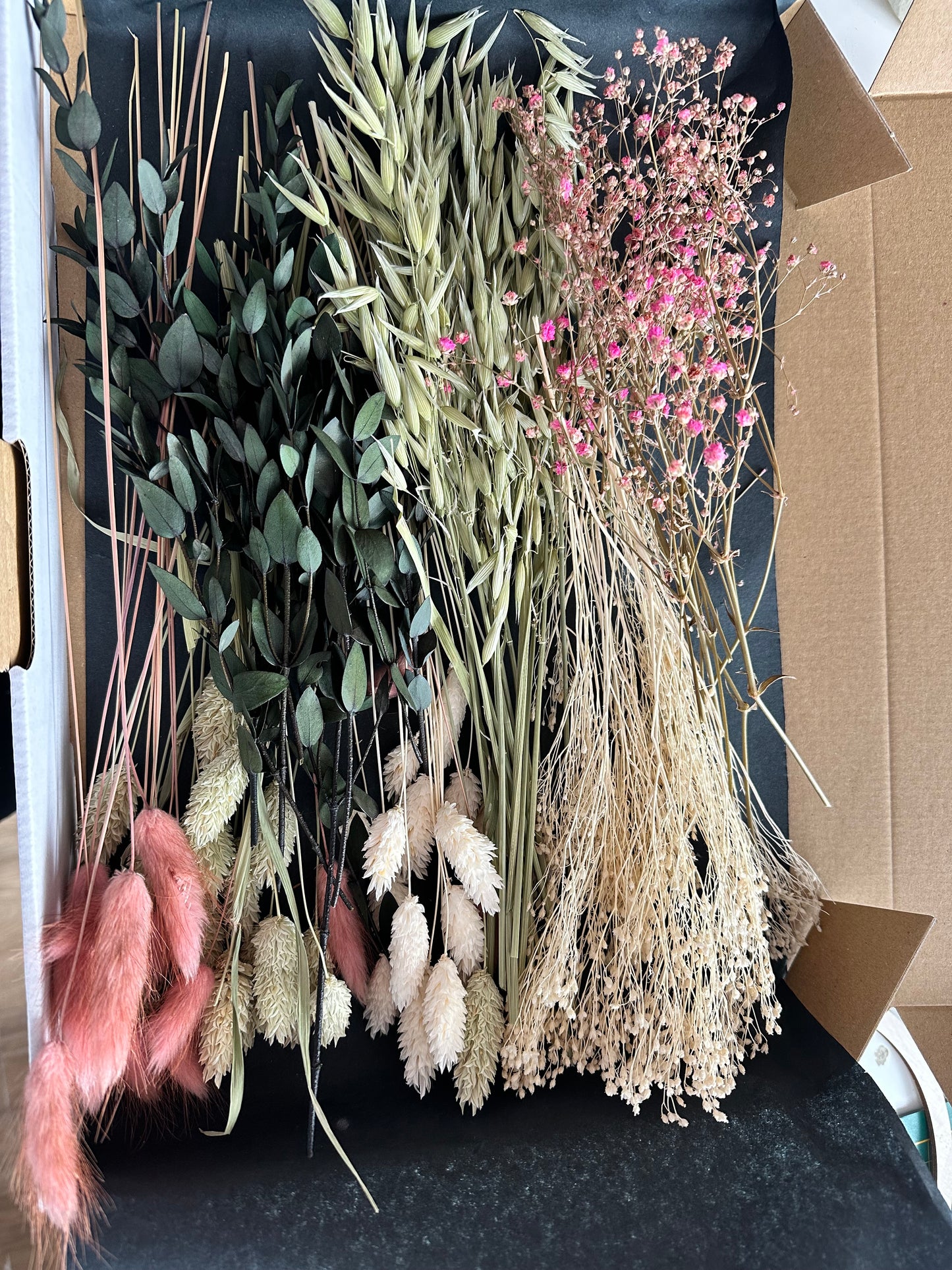 Trockenblumenbox DIY Set pink natur grün