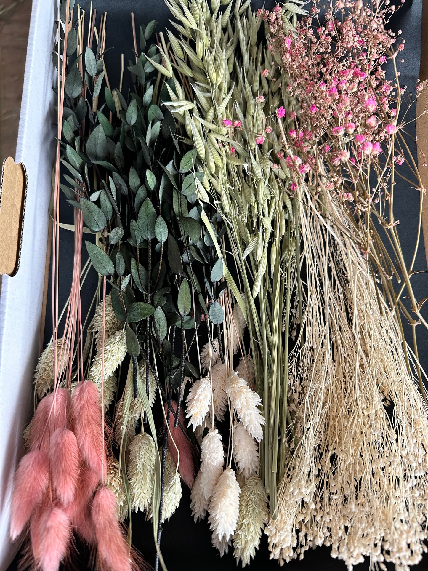 Trockenblumenbox DIY Set pink natur grün