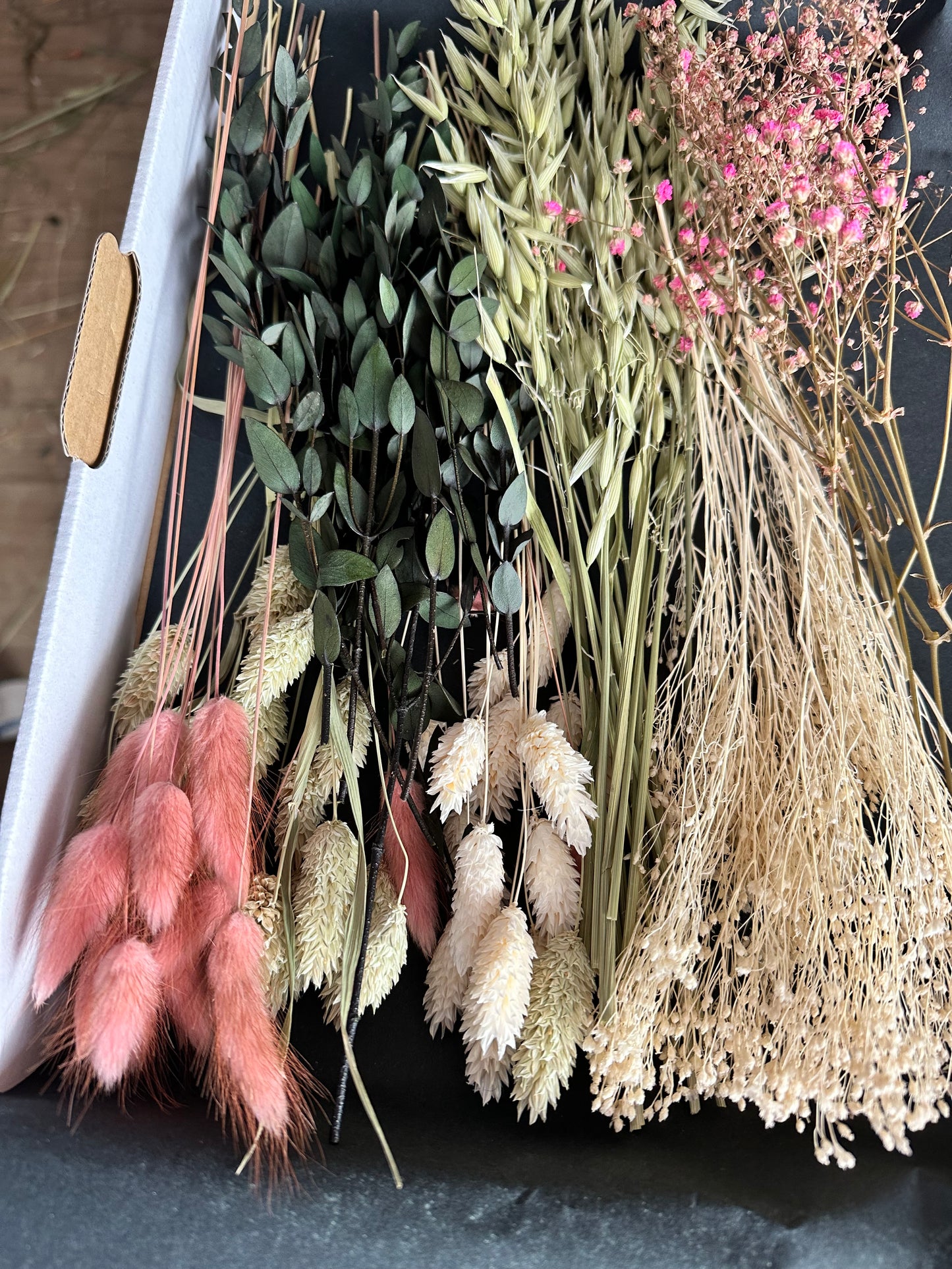 Trockenblumenbox DIY Set pink natur grün
