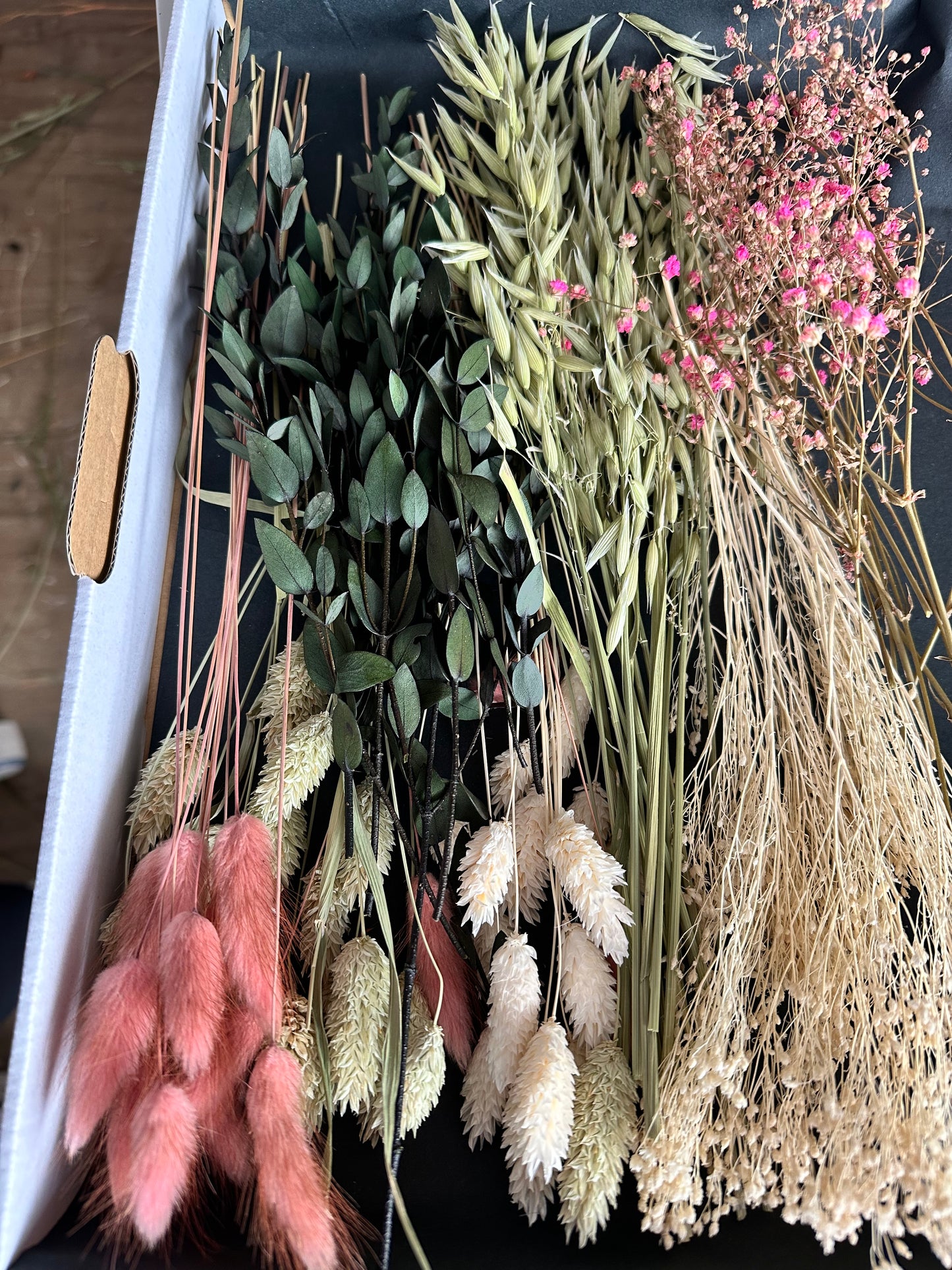 Trockenblumenbox DIY Set pink natur grün