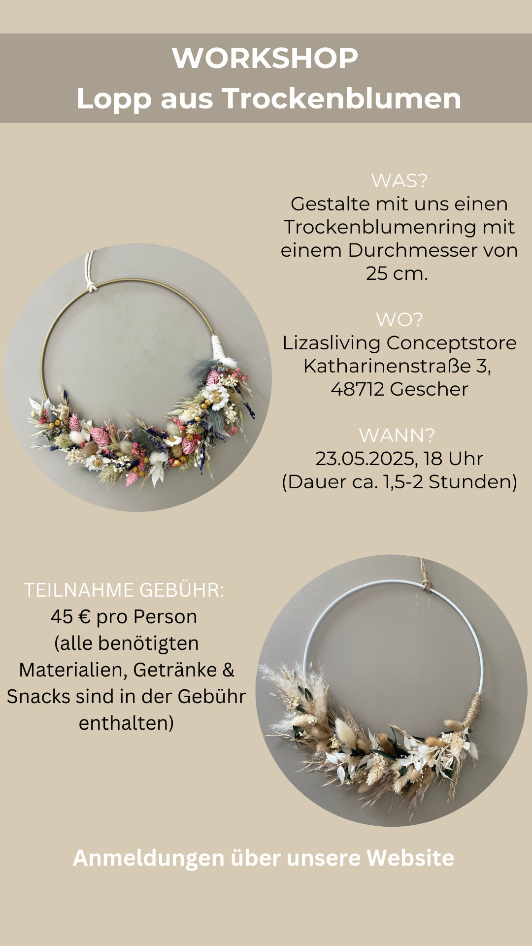 Workshop Loop aus Trockenblumen | 23.05.2025, 18-19:30 Uhr