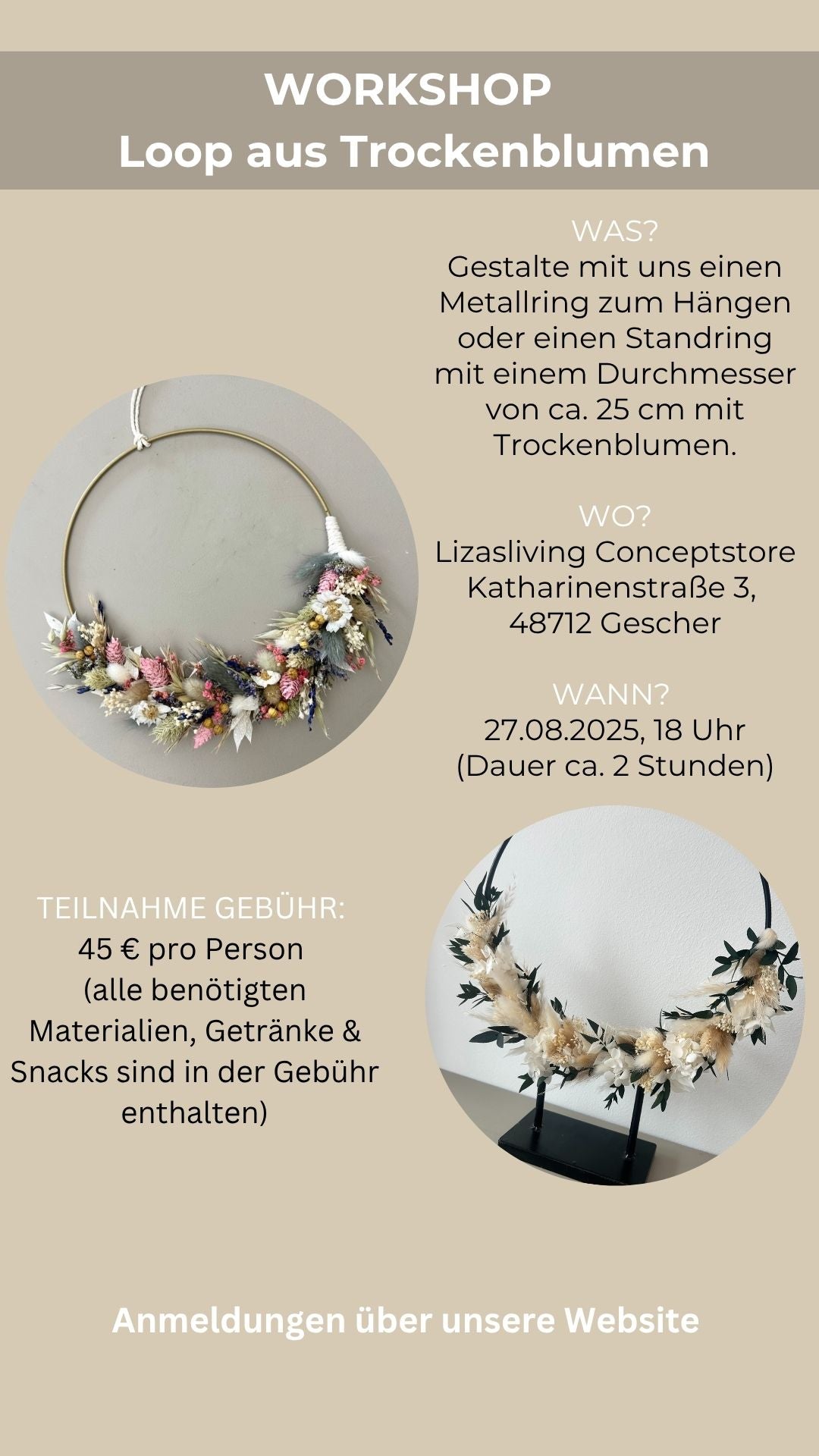 Workshop Loop aus Trockenblumen | 27.08.2025, 18-20 Uhr
