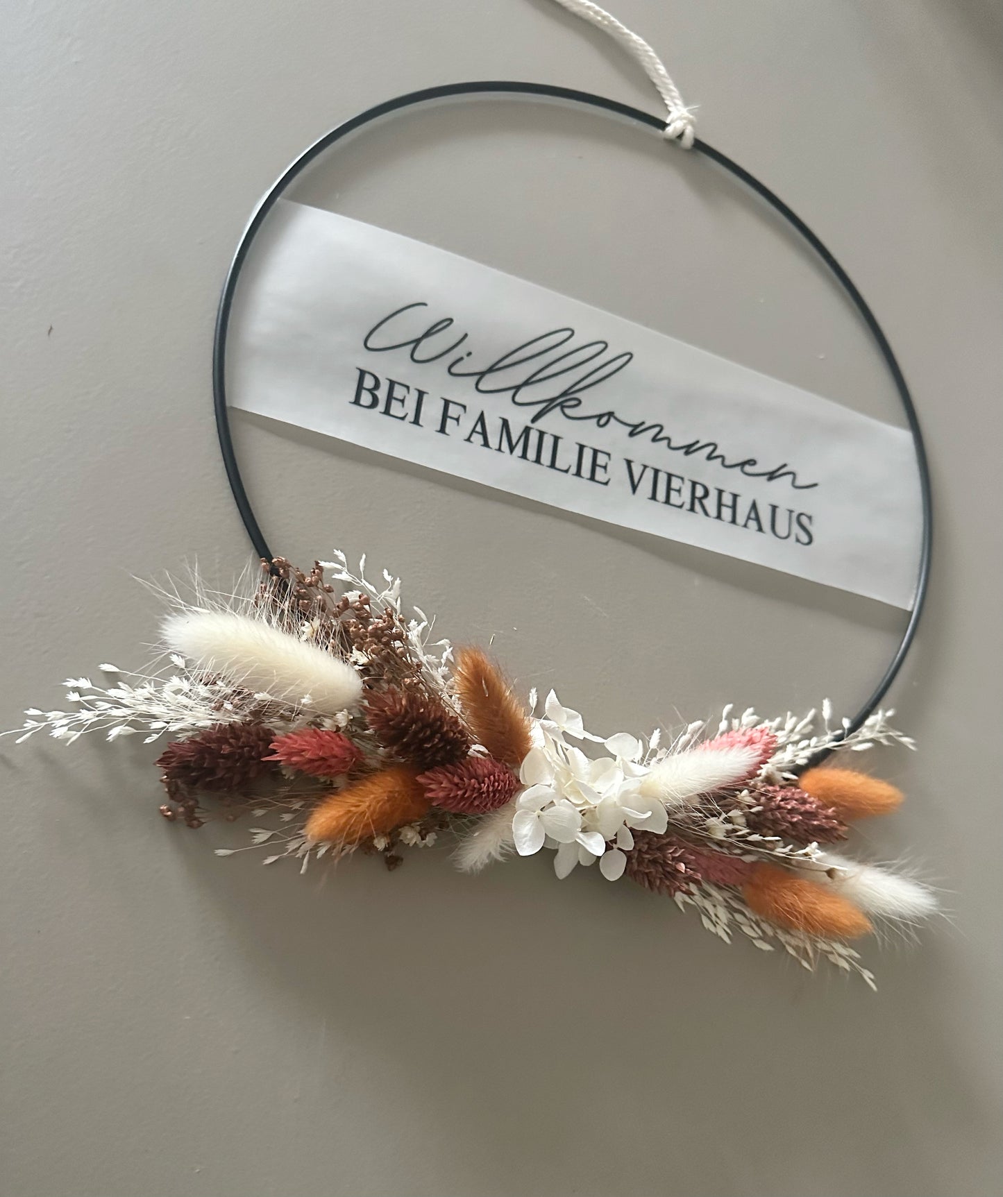 Trockenblumenkranz personalisiert herbstliche Töne