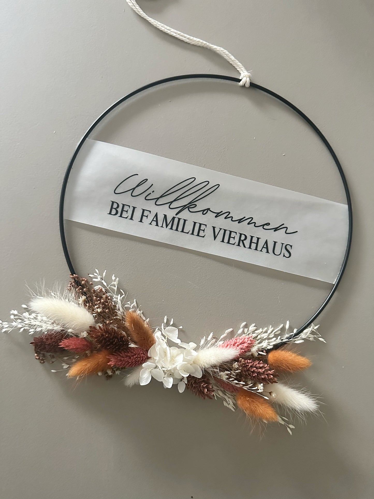 Trockenblumenkranz personalisiert herbstliche Töne