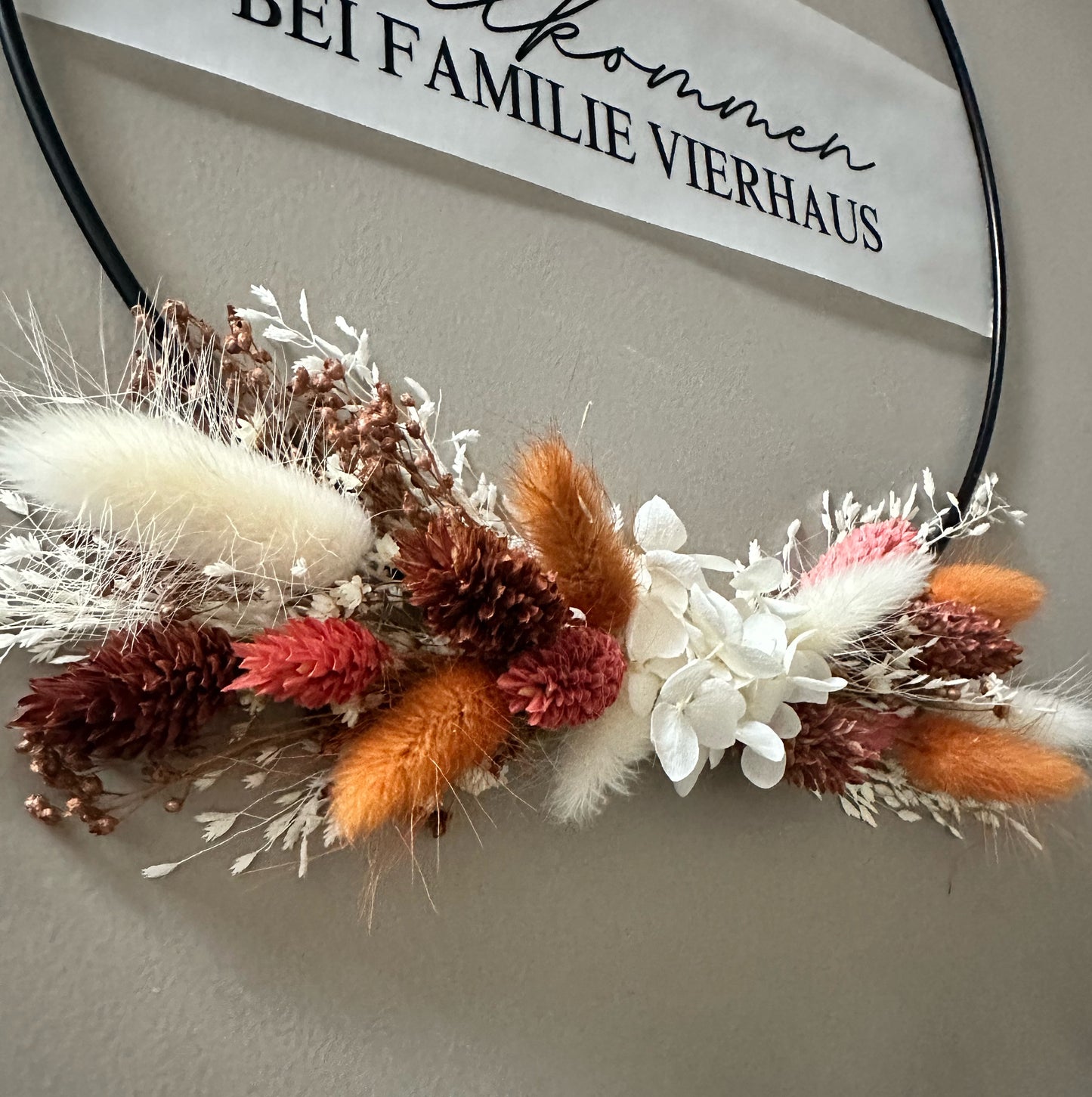 Trockenblumenkranz personalisiert herbstliche Töne