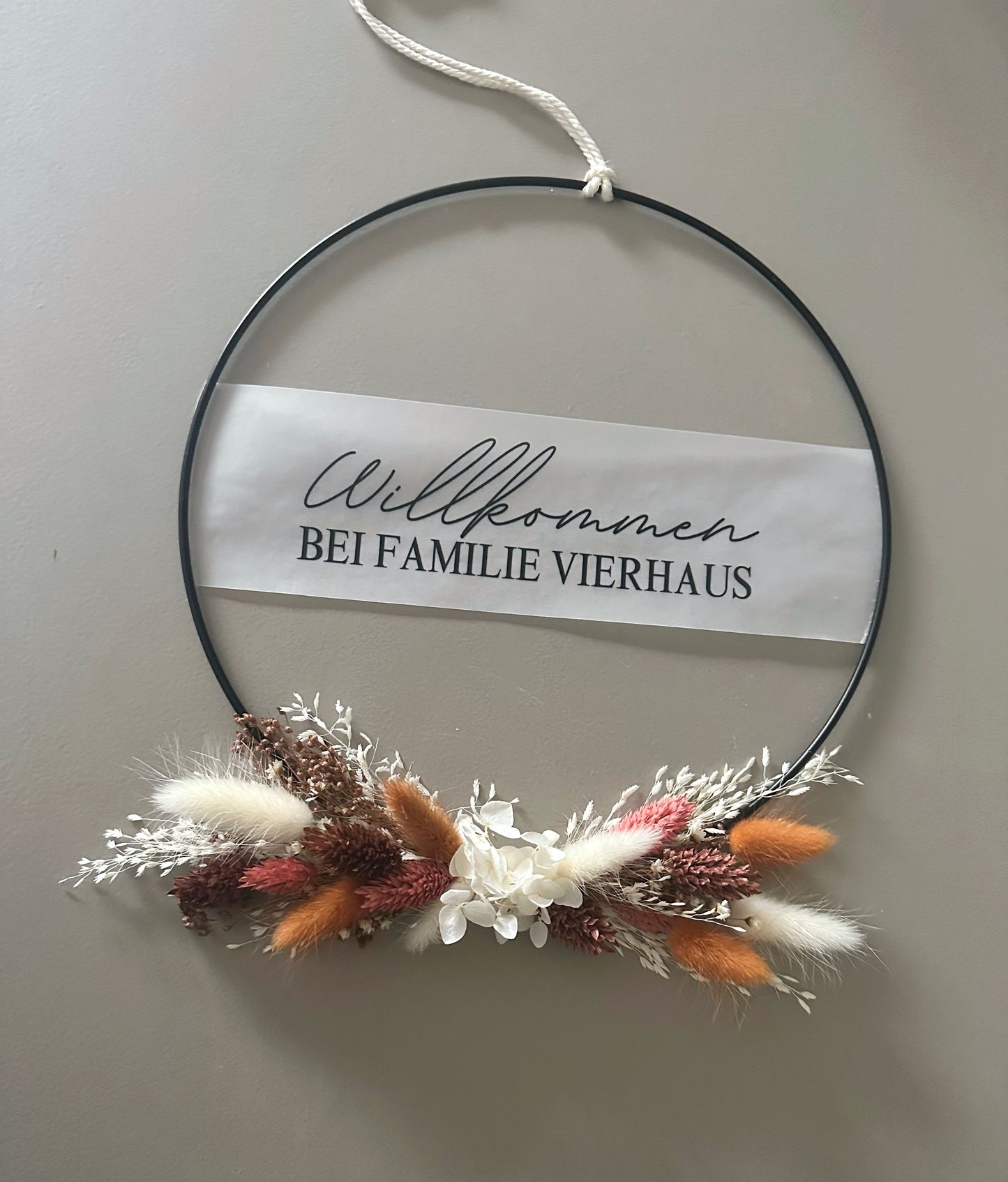 Trockenblumenkranz personalisiert herbstliche Töne