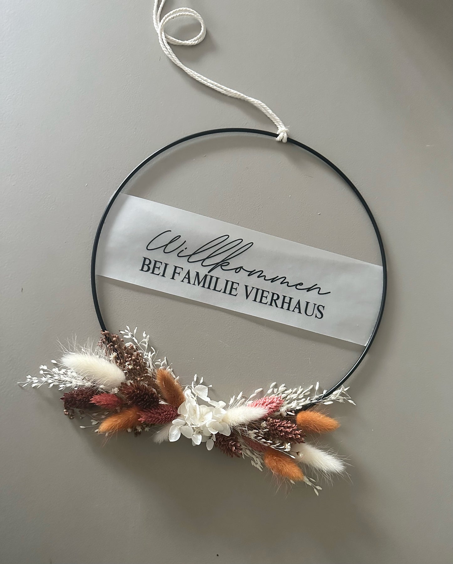 Trockenblumenkranz personalisiert herbstliche Töne