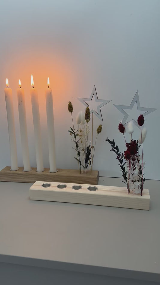 Adventsleiste aus Holz und Trockenblumen Adventskranz Trockenblumendeko Winterdeko Winterkranz