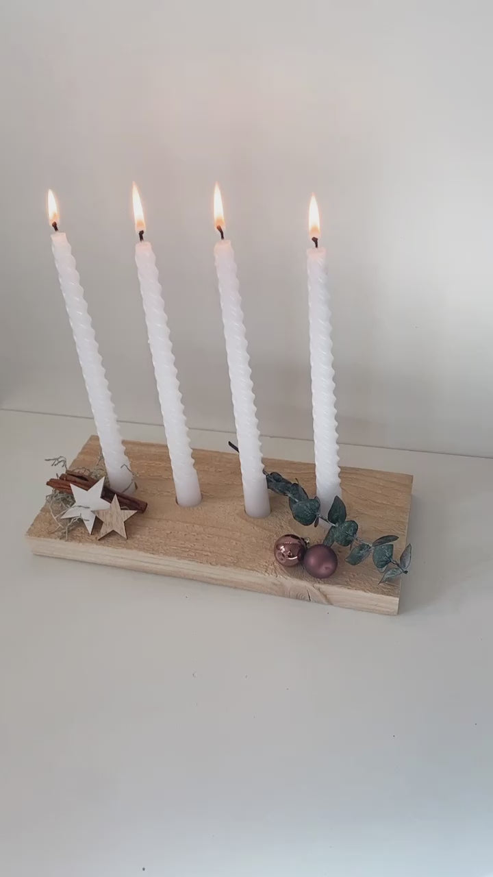 Kerzenbrett als Adventskranz 4 Kerzen Adventsdeko - lizasliving Naturdeko