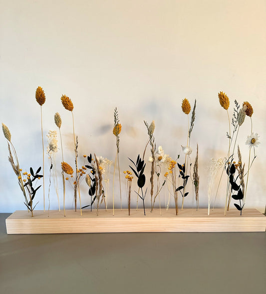 Flowergram mit Trockenblumen | gelb grün beige - Wohnaccessoires