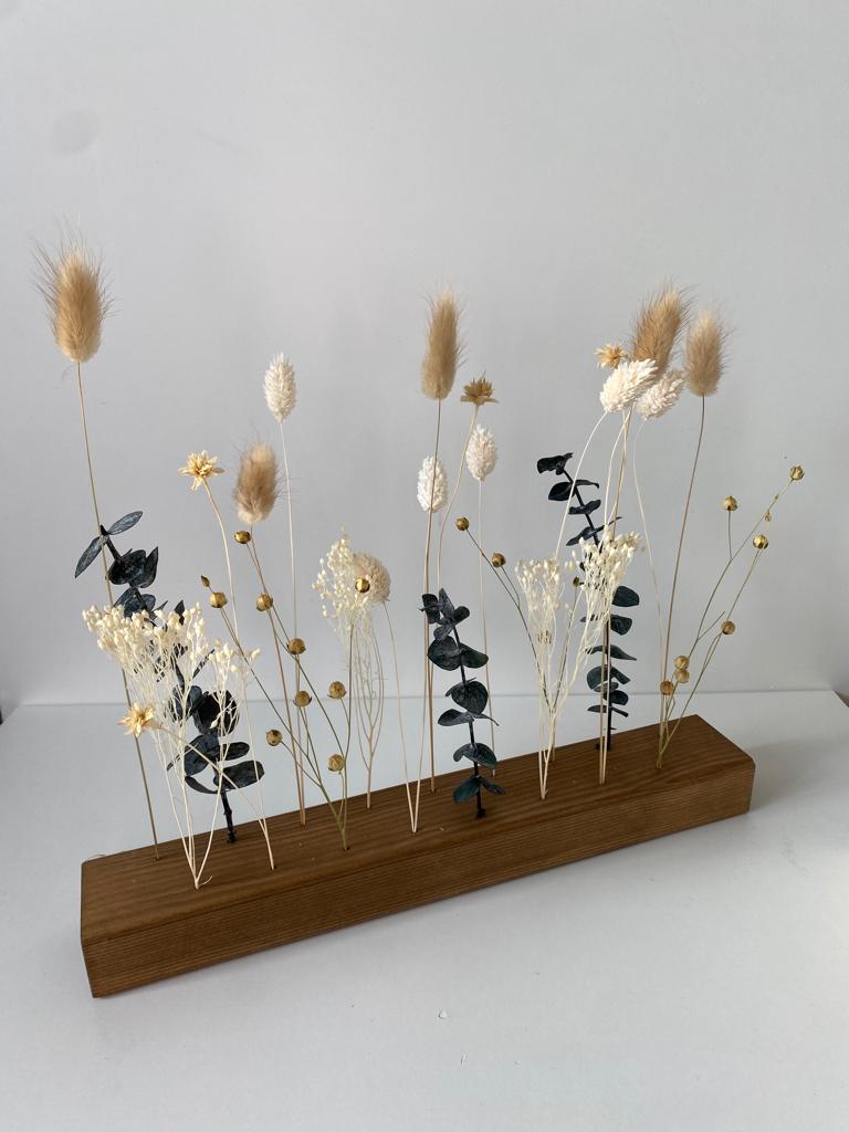 Flowergram mit Trockenblumen | grün beige weiß - Wohnaccessoires