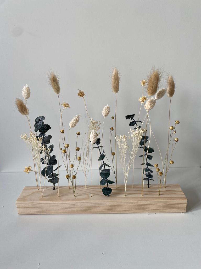 Flowergram mit Trockenblumen | grün beige weiß - Wohnaccessoires
