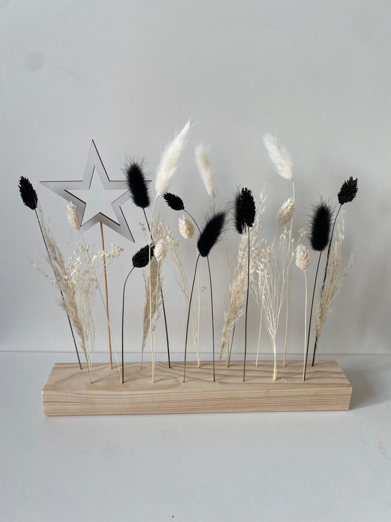 Flowergram mit Trockenblumen | schwarz weiß -