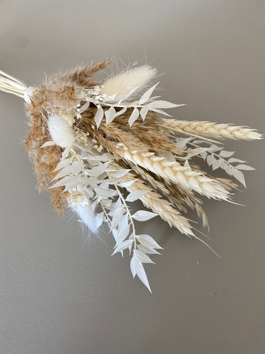 Kleiner Trockenblumenstrauß beige weiß - Trockenblumen