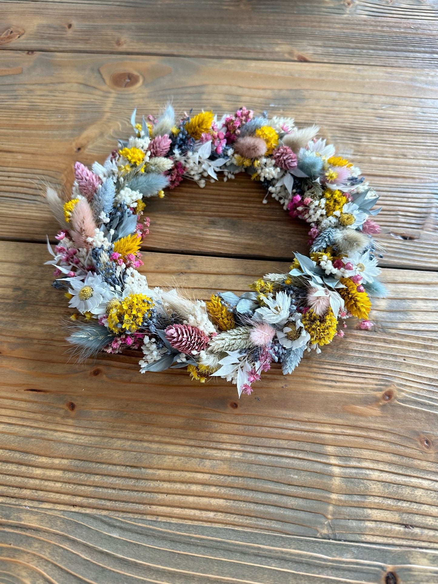 Trockenblumenkranz komplett gebunden | bunt - Trockenblumen