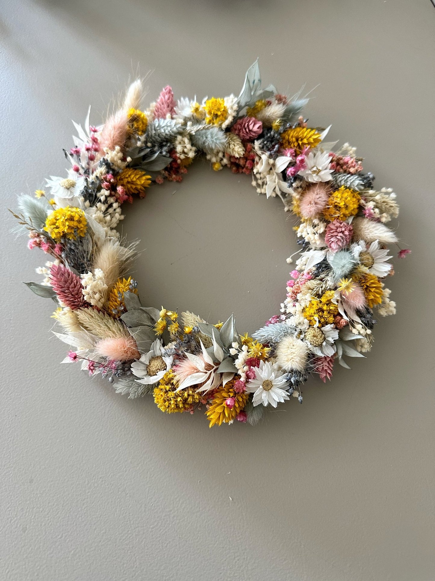 Trockenblumenkranz komplett gebunden | bunt - Trockenblumen