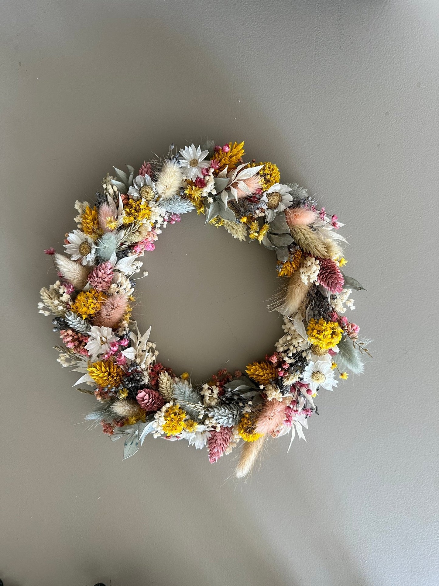 Trockenblumenkranz komplett gebunden | bunt - Trockenblumen