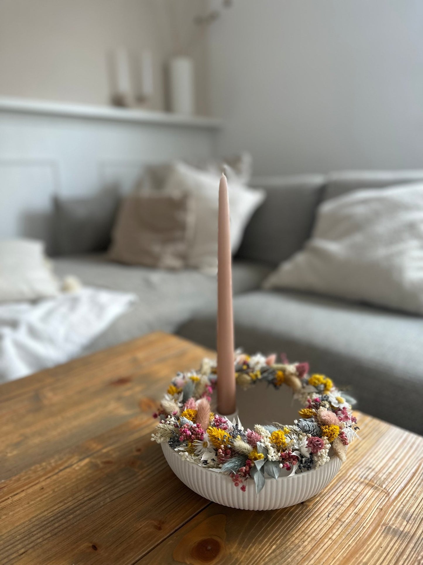 Trockenblumenkranz komplett gebunden | bunt - Trockenblumen