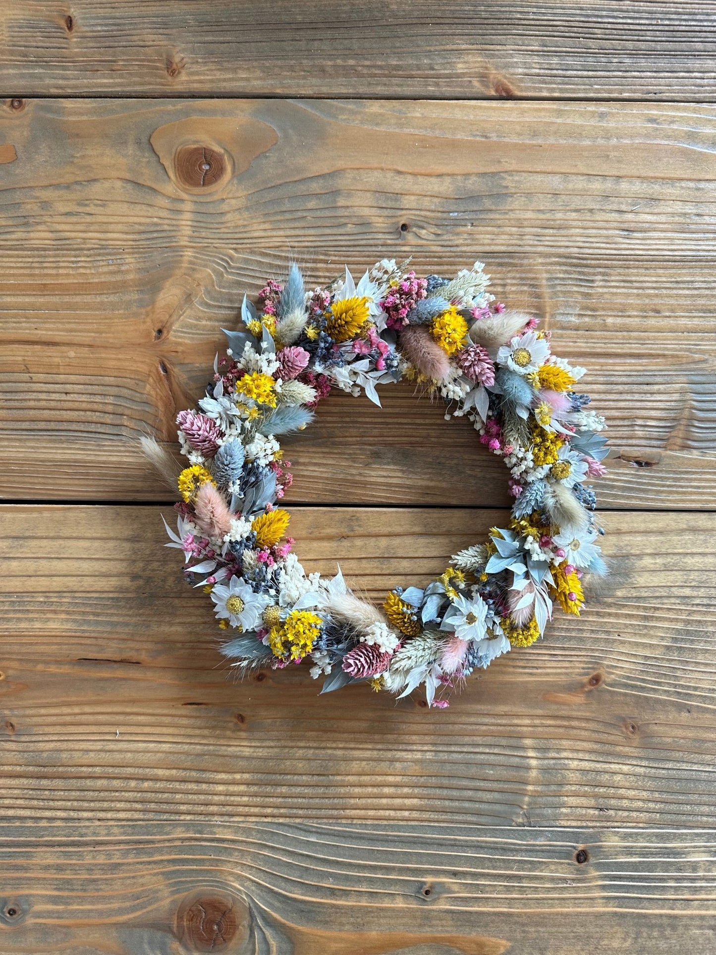 Trockenblumenkranz komplett gebunden | bunt - Trockenblumen