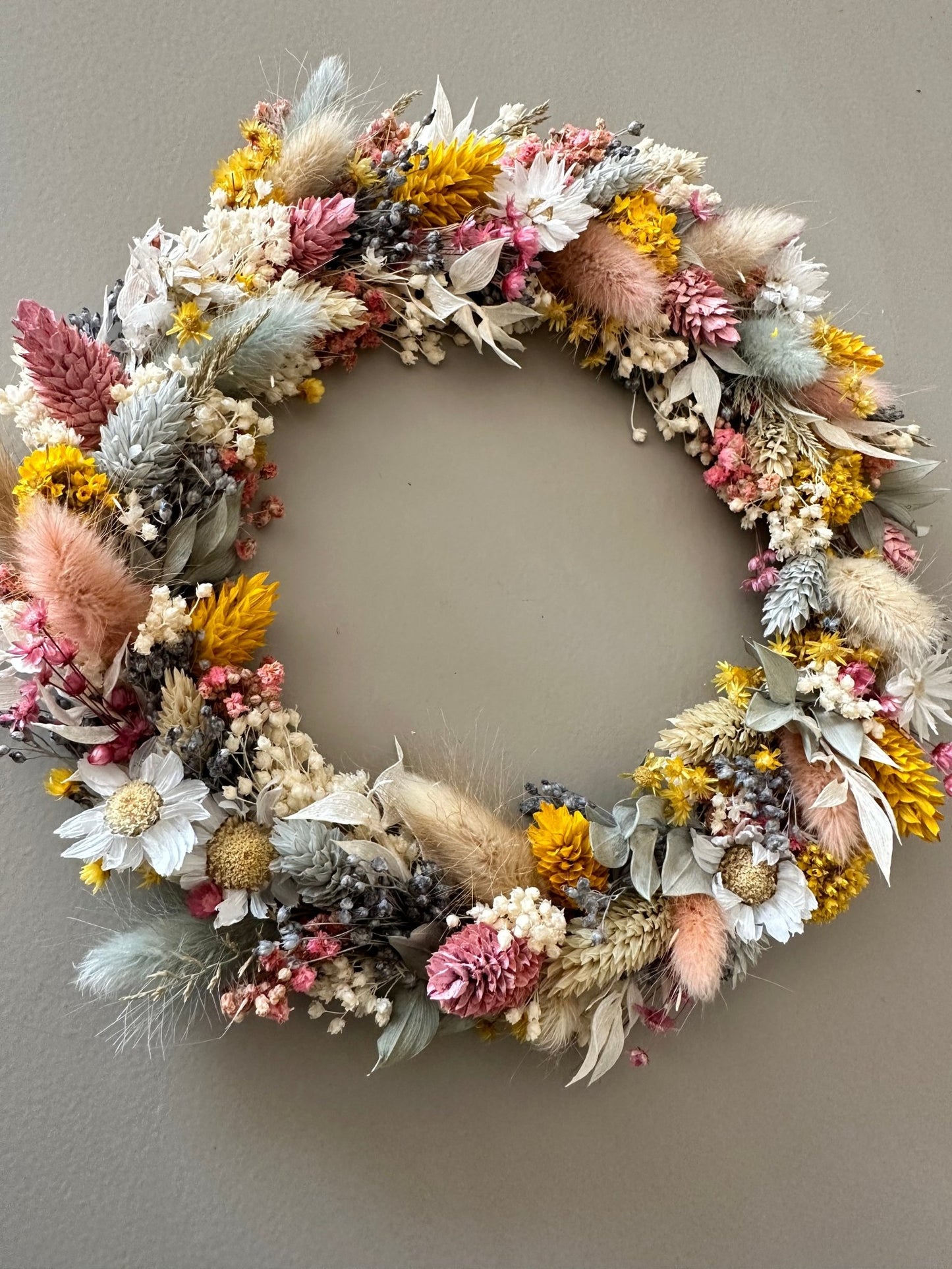 Trockenblumenkranz komplett gebunden | bunt - Trockenblumen