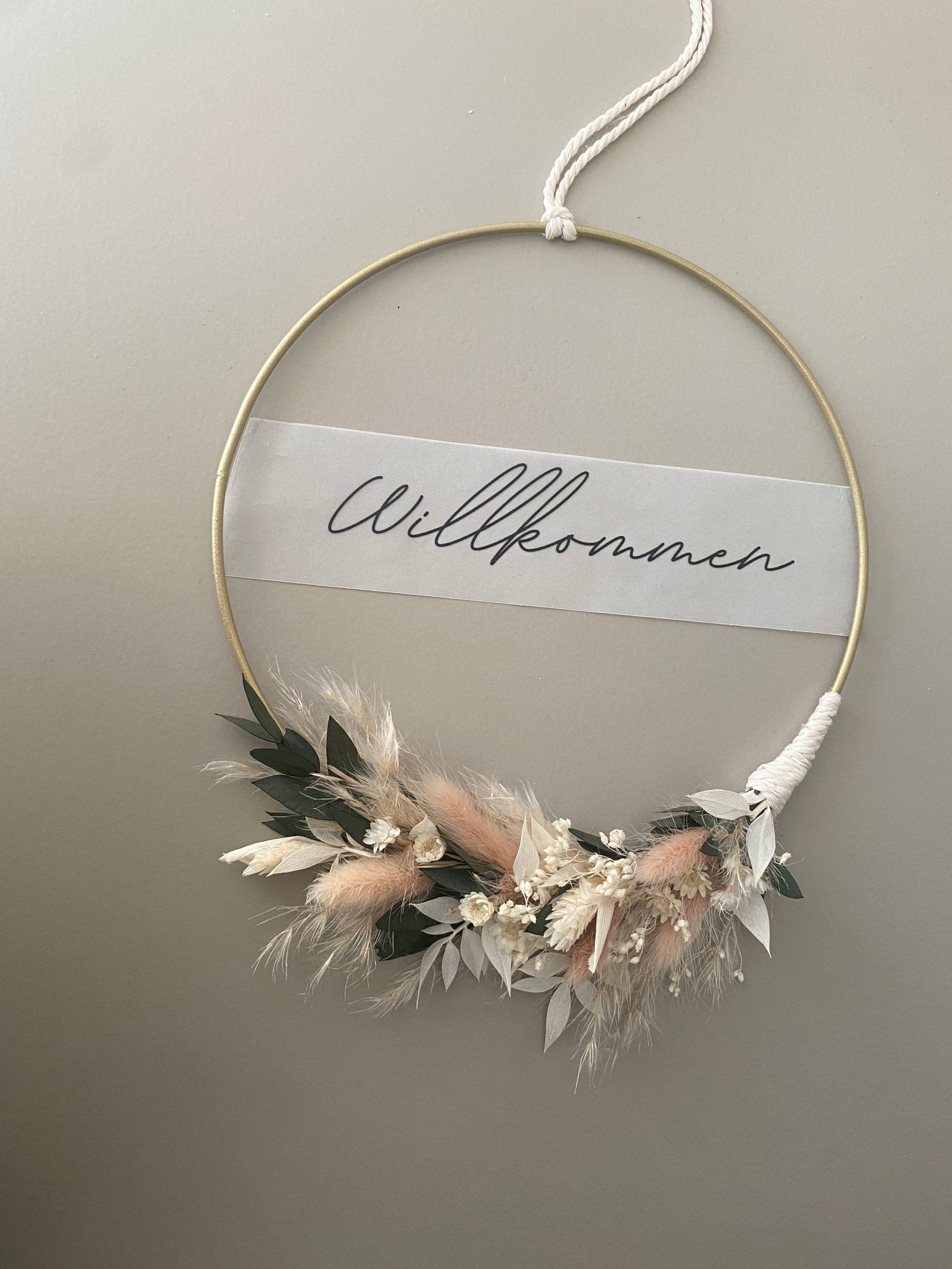 Trockenblumenkranz "Willkommen" -