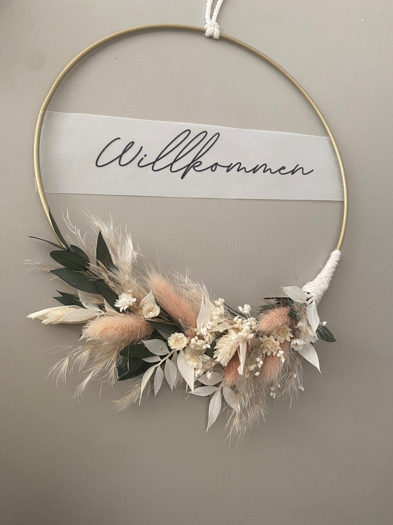 Trockenblumenkranz "Willkommen" -