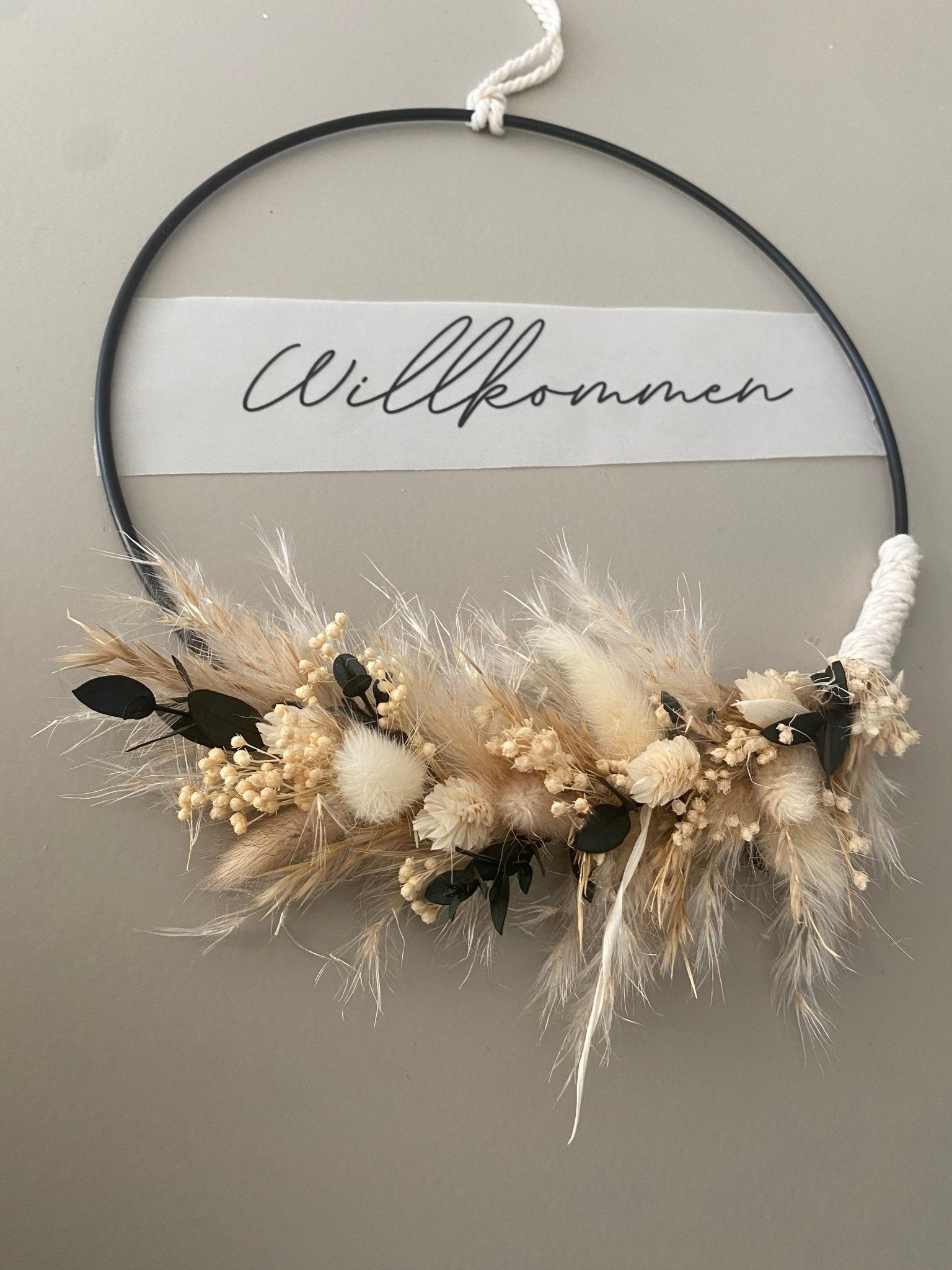 Trockenblumenkranz "Willkommen" -