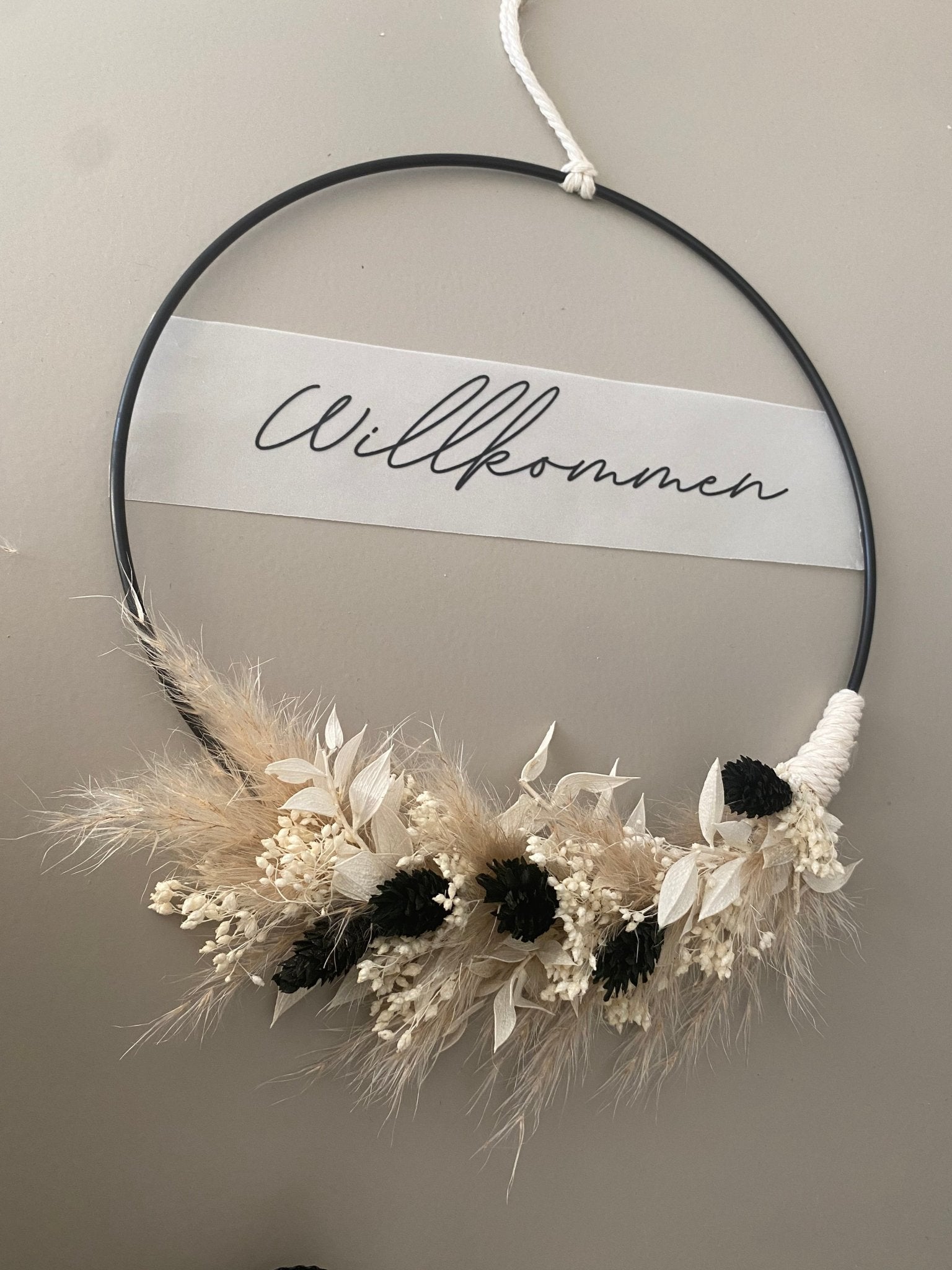 Trockenblumenkranz "Willkommen" -