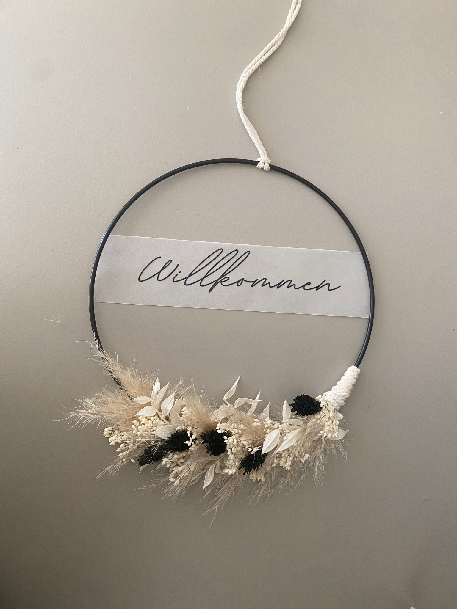 Trockenblumenkranz "Willkommen" -