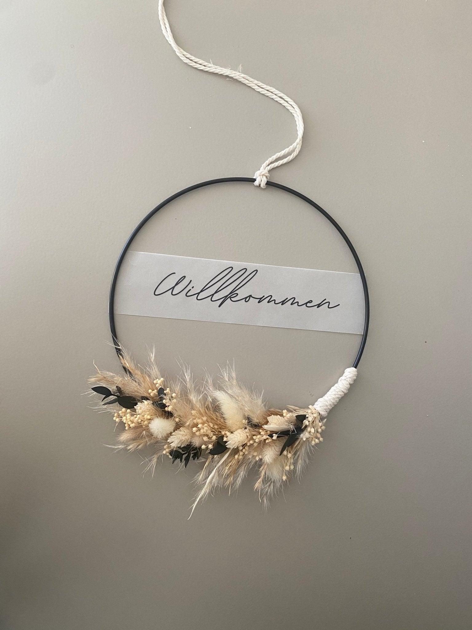 Trockenblumenkranz "Willkommen" -