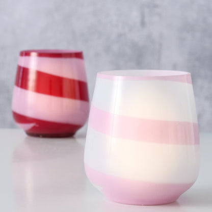 Windlicht Tisano | rot rosa gestreift
